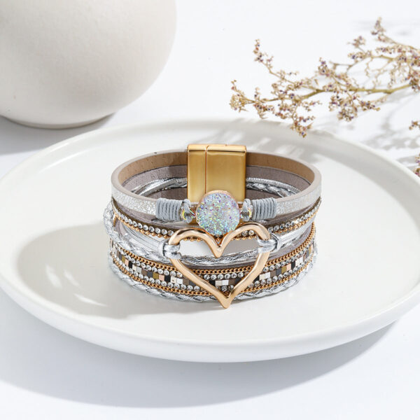 O1CN014gbCr71Gy47hL6Lbk__2210898160690-0-cib Wholesale Leather Cord Multi-Layered Raw Stone Love Bracelet