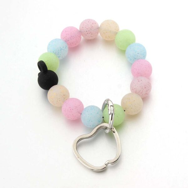 Wholesale Bohemian Transparent Printed Silicone Apple Wrist Keychain