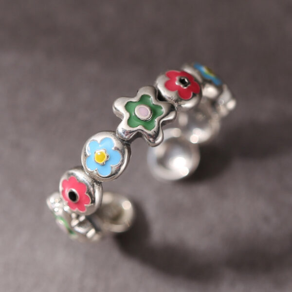 O1CN014jd73R1de81a6uEfX_2249443760-0-cib Wholesale Alloy Color Drop Oil Small Flower Opening Adjustable Ring