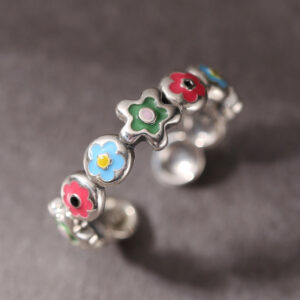 O1CN014jd73R1de81a6uEfX__2249443760-0-cib Wholesale Alloy Color Drop Oil Small Flower Opening Adjustable Ring