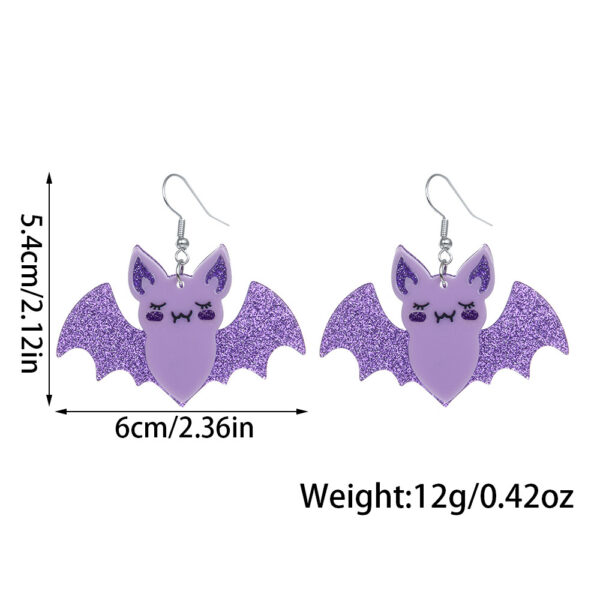 Wholesale Bat Creative Flash Halloween Party Acrylic Earrings