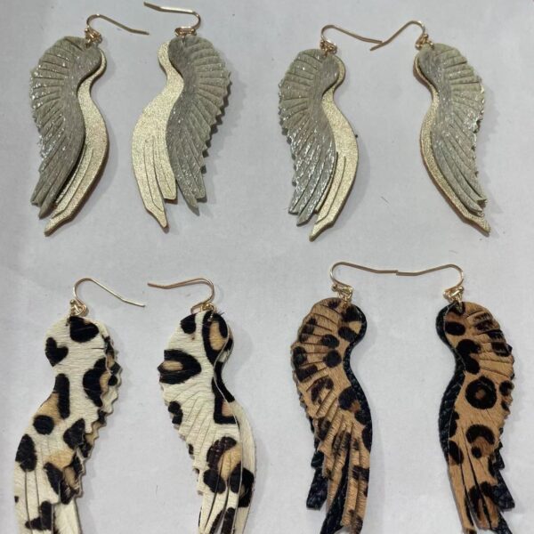 Wholesale Genuine Leather Feather Sparrow Earrings