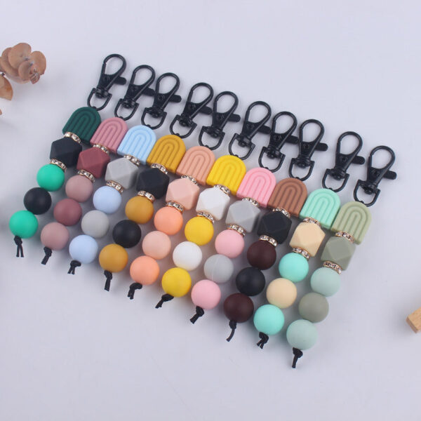 Wholesale Rainbow Silicone Beaded Keychain