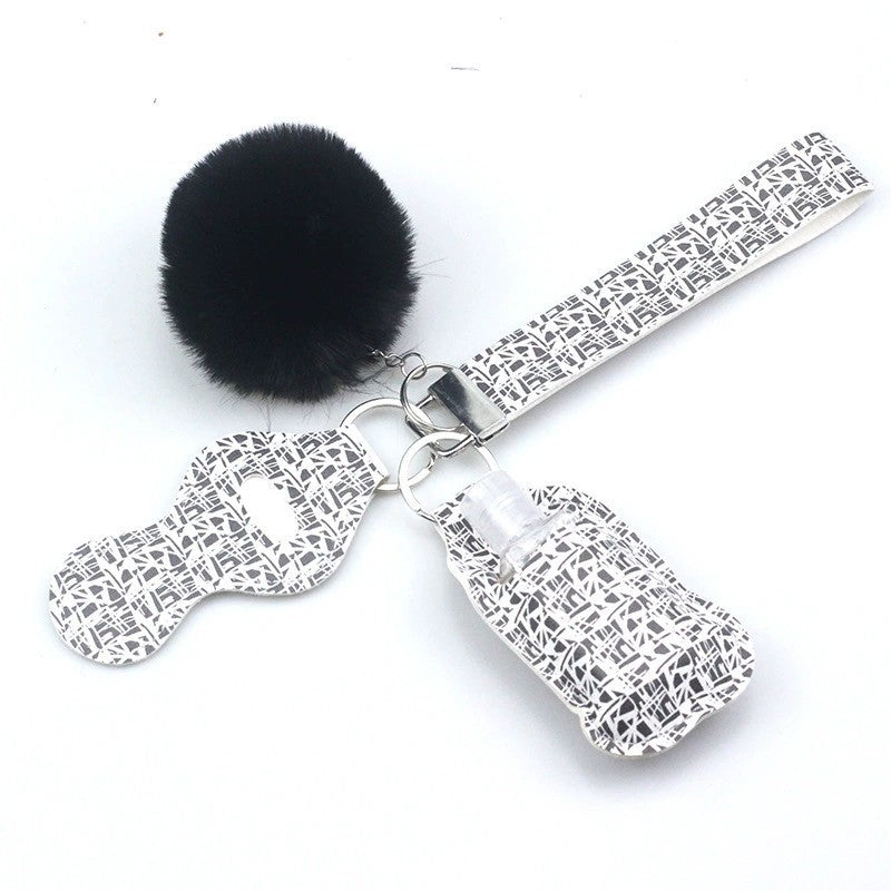 Wholesale PU Leather Case Empty Bottle Keychain Aessory Set