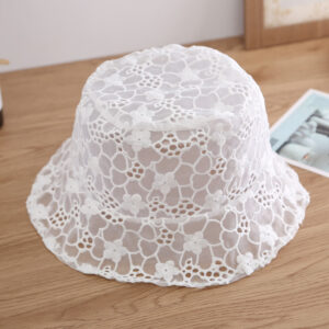 White full lace chrysanthemum cap / M(56-58cm)