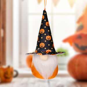 Halloween Pointed Hat Gnome Small Pendant I Black Hat Pumpkin