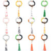 Wholesale Ball Wooden Beads Beaded Wrist Keychain