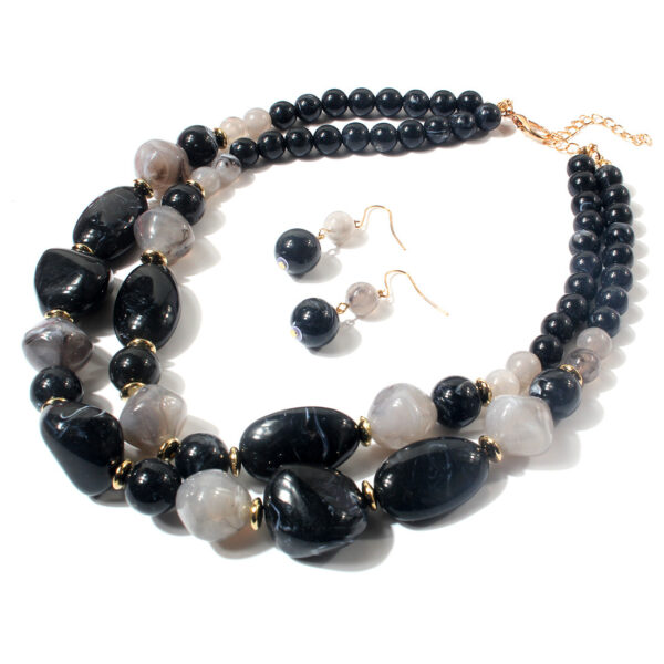 Wholesale Double Layer Plastic Bead Earrings Necklace Jewelry Set