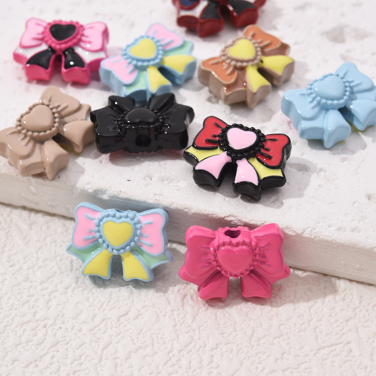 Wholesale Candy Colored Alloy Bow Beads