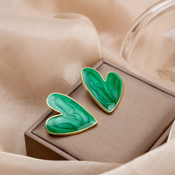 Wholesale Drip Oil Heart Alloy Ear Studs