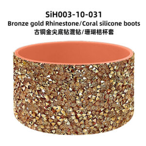 Bronze gold pointed bottom diamond mixed diamond/coral orange cup set