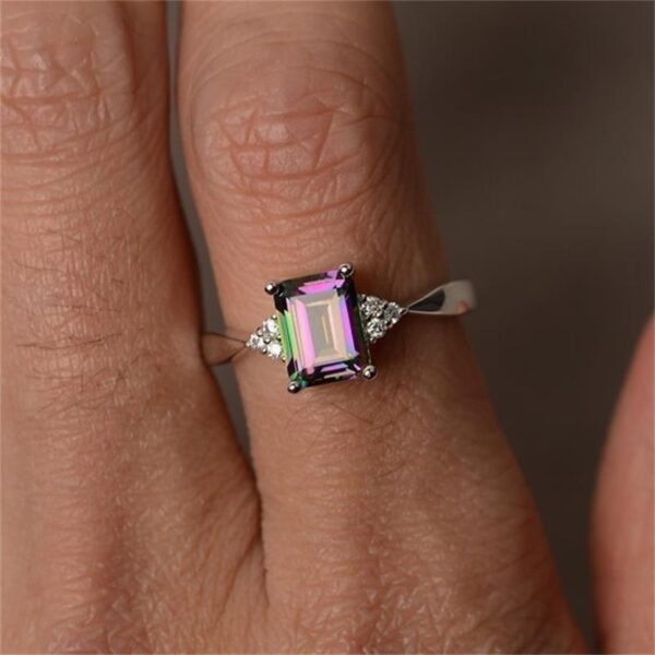 Wholesale Colorful Gemstone Square Diamond Alloy Rings
