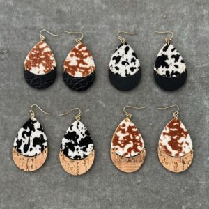 O1CN014tfIfj1DWBAFC97It__2213358950223-0-cib Wholesale Cow Wood Grain Artificial Leather Earrings