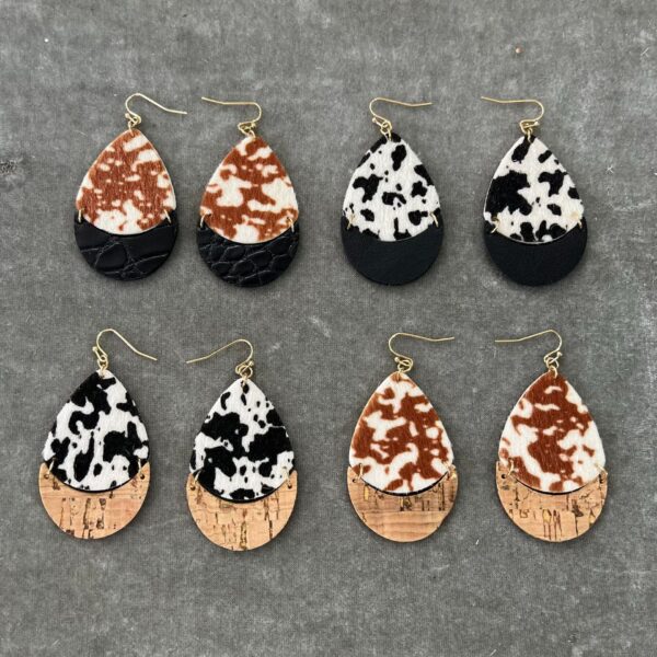 O1CN014tfIfj1DWBAFC97It__2213358950223-0-cib Wholesale Cow Wood Grain Artificial Leather Earrings