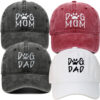 Wholesale DOG MOM Embroidered Cotton Washed Baseball Hat