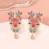 Wholesale Colored Gemstone Elk Zinc Alloy Earrings