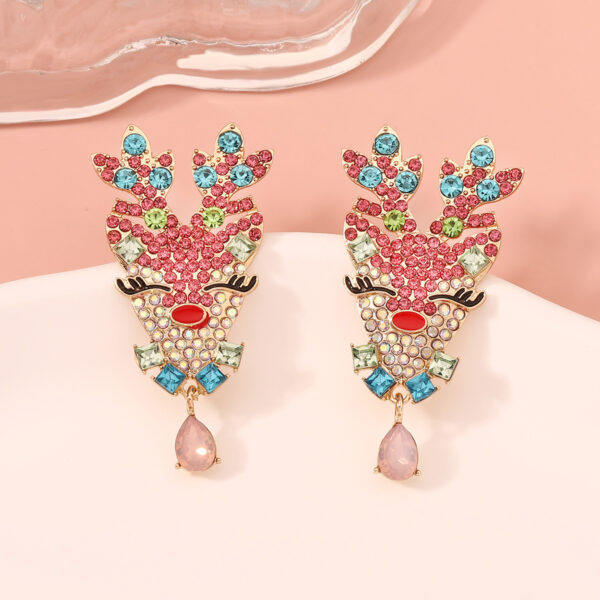 Wholesale Colored Gemstone Elk Zinc Alloy Earrings
