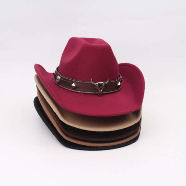 Wholesale Imitation Cashmere Cowhead Curled Edge Western Denim Top Hats