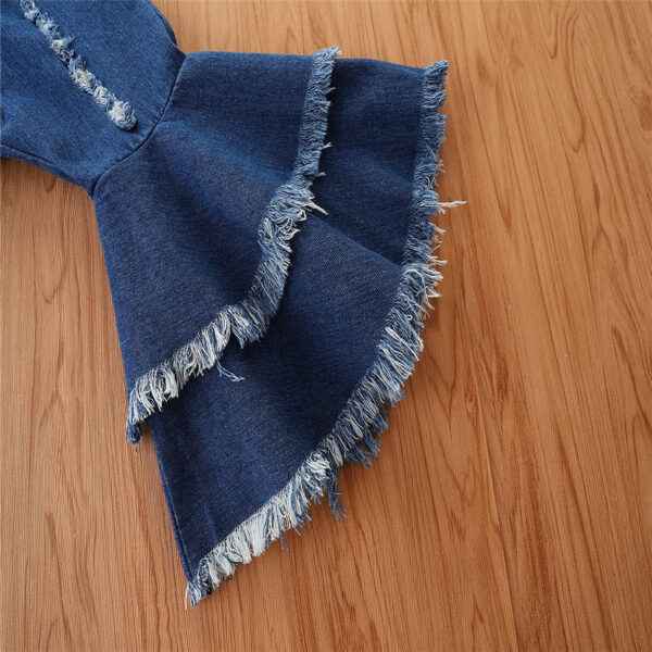 Wholesale Polyester Children's Fashion Suspender Denim Flare Pants