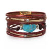 Wholesale Bohemian Multi-layer Leather Turquoise Beads Bracelet