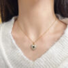 Wholesale Golden Love Micropaved Green Zirconia Titanium Steel Necklace Clavicle Chain