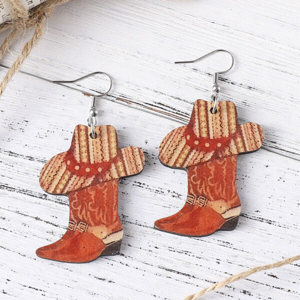 O1CN0150DMsd1ZzPysPD7UJ_2214986983265-0-cib Wholesale Western Cowboy Boots Hat Wooden Earrings