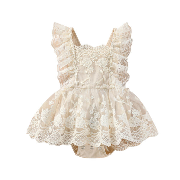 Wholesale Western Style Lace Flying Sleeve One-Piece Baby Clothes