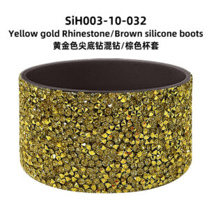 Yellow gold pointed diamond mixed diamond/brown cup sleeve