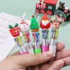 Wholesale Christmas Cartoon Deer Old Man Mini Four Color Plastic Ballpoint Pen