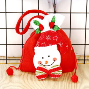 Ch-b21b brushed fabric drawstring tote bag (snowman design)