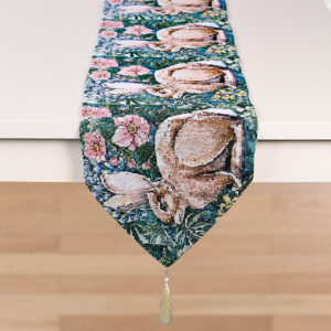 Easter knitted table runner A fat gray rabbit