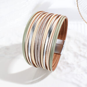 Embossed Silver Green Brown