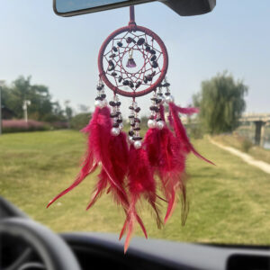 Crystal stone car hanger-burgundy