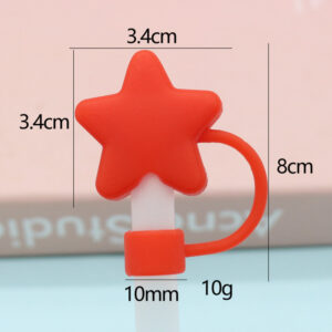 Silicone red star 10mm / Bagged without straw