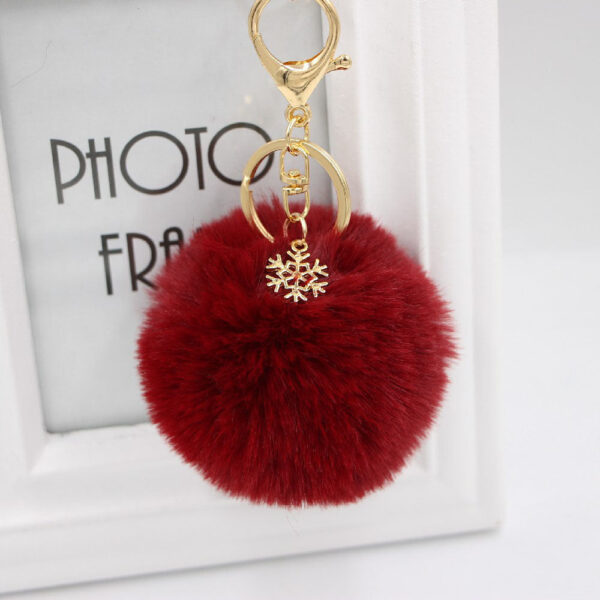 Wholesale Christmas Snowflake Plush Ball Keychain