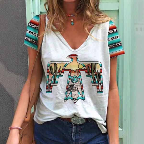 Wholesale Mother's Day Printed Polyester V-neck T-shirts