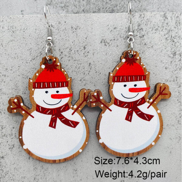 Wholesale Santa Claus Bells Red Car Water Drop Wooden Earrings