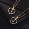 Wholesale Color Zircon Cross Heart Copper Necklaces