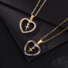 Wholesale Color Zircon Cross Heart Copper Necklaces