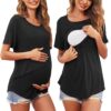 Wholesale Solid Color Postpartum Nursing Polyester Tops for Pregnant Women