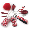 Wholesale Bottle Opener Whistling Hand Sanitizer Leather Case Wool Ball Key Chain Set