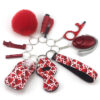 Wholesale Bottle Opener Whistling Hand Sanitizer Leather Case Wool Ball Key Chain Set