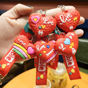 Wholesale Valentine's Day Peach Heart PVC Keychains
