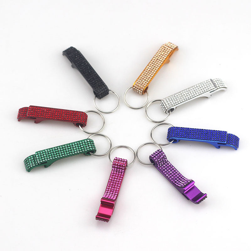 Wholesale Aluminum Alloy Diamond Inlaid Bottle Opener Key Chain