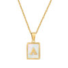 Wholesale Square Stainless Steel Gold Alphabet Necklaces