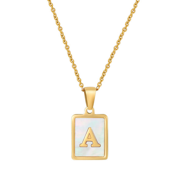 Wholesale Square Stainless Steel Gold Alphabet Necklaces