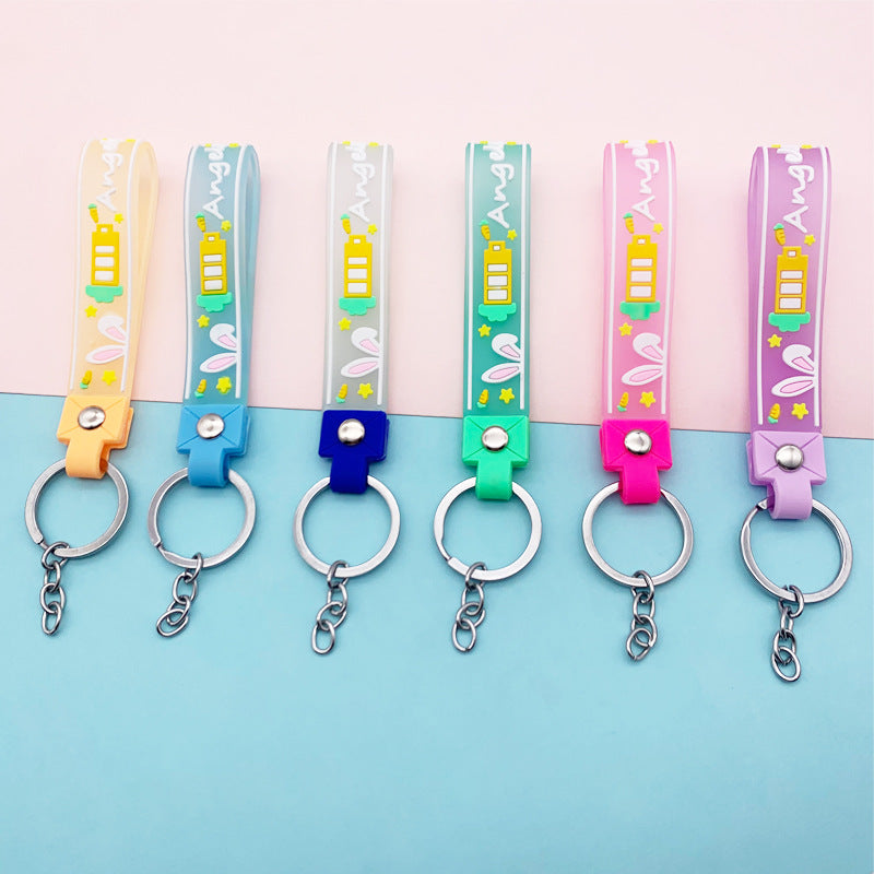 Wholesale Jelly Color Rabbit Ears Soft PVC Lanyard Keychains