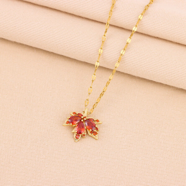 Wholesale Red Maple Leaf Titanium Steel Necklaces