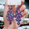Wholesale Purple Crystal Red Crystal Pendant Hypoallergenic Earrings