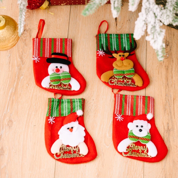 Wholesale Christmas Decoration Snowman Elk Fabric Christmas Socks